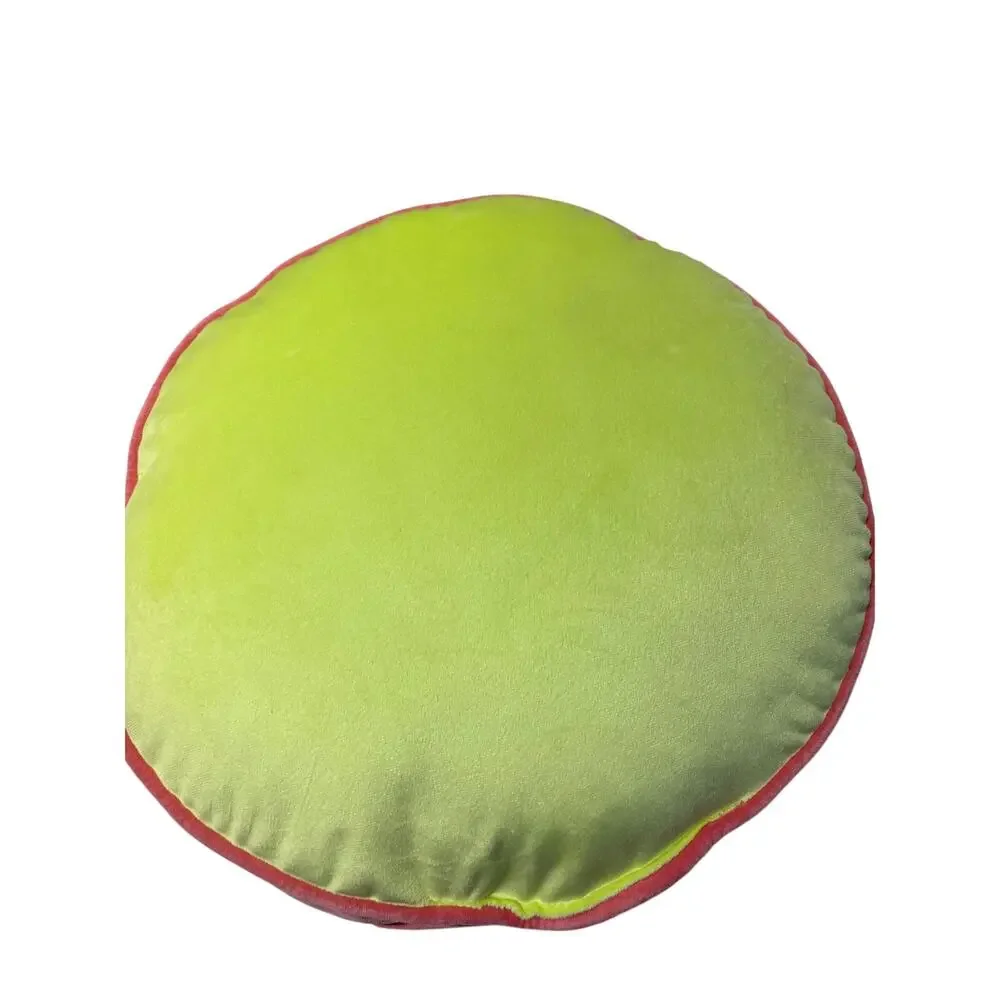 Novogratz smiley face round pillow yellow hot pink piping accents nwt preppy